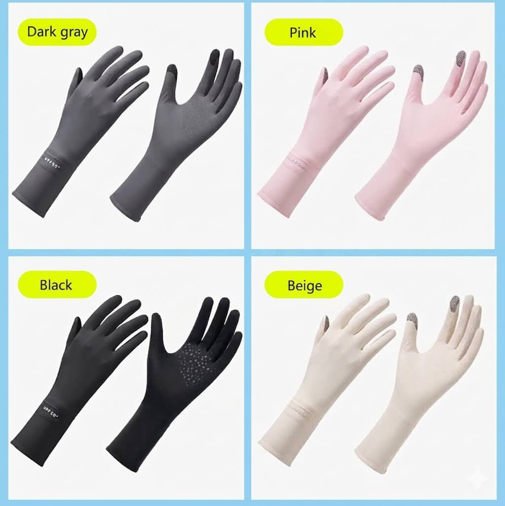 UPF 50+ Sun Protection Gloves for Women & Men | Ice Silk Cooling Long Sleeve Driving Gloves | Touchscreen, Anti-Slip, Extended Length for Cycling, Golf, Outdoor Sports