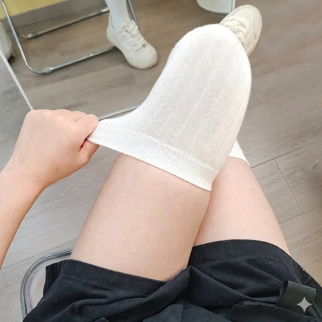 Japanese JK Lolita Over the Knee Socks for Women, Autumn Winter Cotton Thigh High Stockings, Vertical Striped Slimming Schoolgirl Long Socks