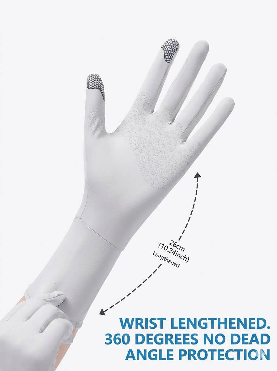UPF 50+ Sun Protection Gloves for Women & Men | Ice Silk Cooling Long Sleeve Driving Gloves | Touchscreen, Anti-Slip, Extended Length for Cycling, Golf, Outdoor Sports