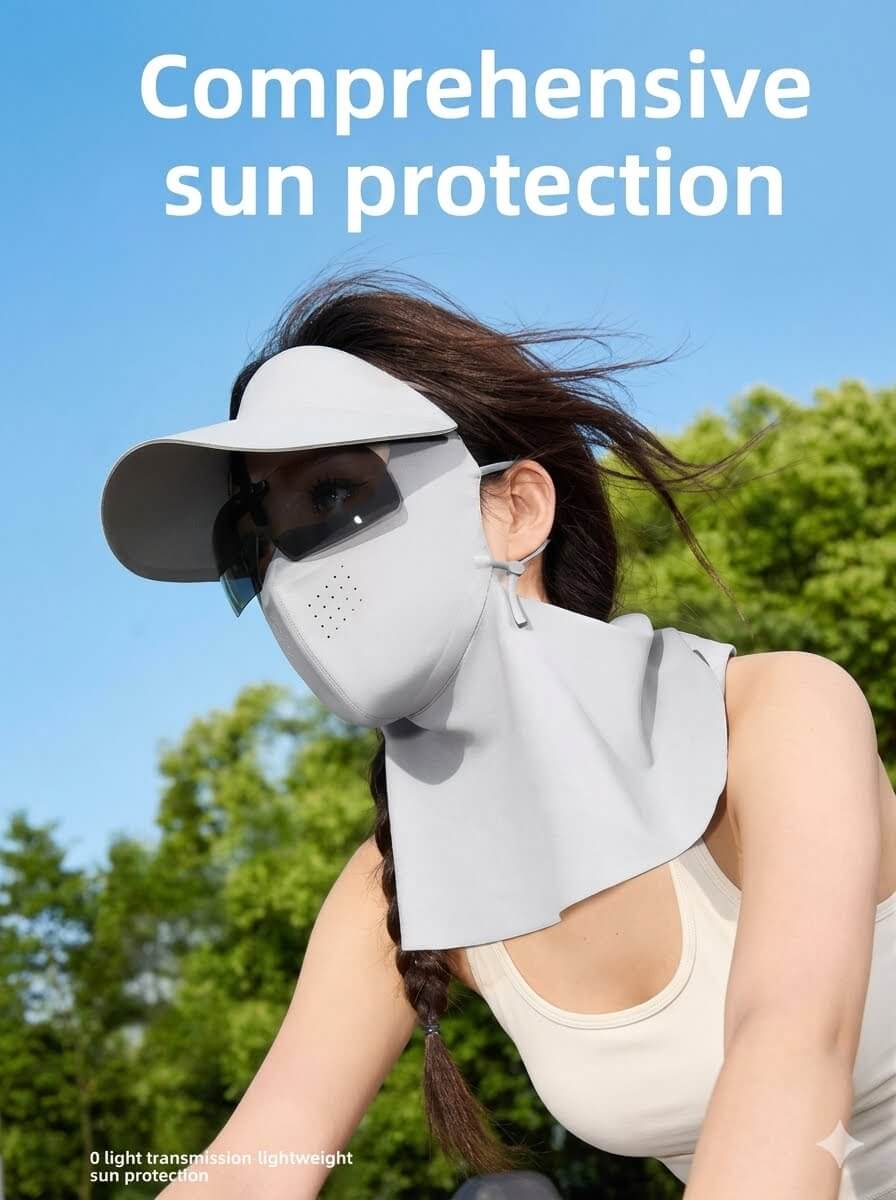 UPF 50+ Full Face Sunscreen Mask for Fishing & Cycling | Ice Silk Cooling Summer Balaclava | Breathable Neck Gaiter Hat with UV Protection for Hiking, Running, Outdoor Sports