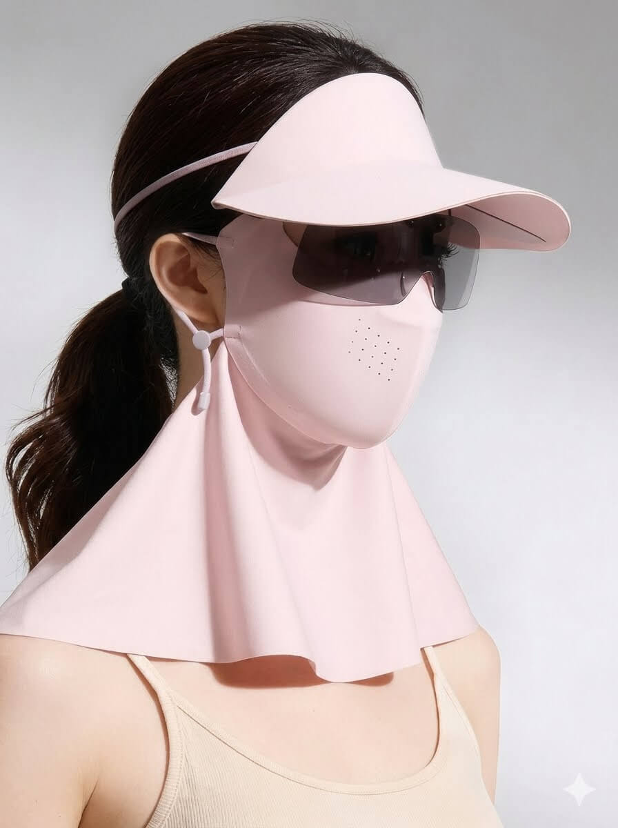 UPF 50+ Full Face Sunscreen Mask for Fishing & Cycling | Ice Silk Cooling Summer Balaclava | Breathable Neck Gaiter Hat with UV Protection for Hiking, Running, Outdoor Sports