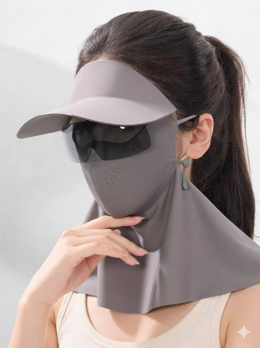 UPF 50+ Full Face Sunscreen Mask for Fishing & Cycling | Ice Silk Cooling Summer Balaclava | Breathable Neck Gaiter Hat with UV Protection for Hiking, Running, Outdoor Sports